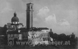 Basilika Madonna del Monte um 1910 von der Angriffsroute auf dem Bergrücken aus gesehen