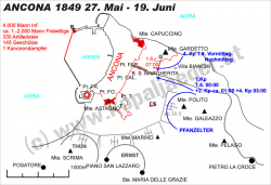 Lagekarte ANCONA während der Belagerung