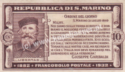 Tagesbefehl GARIBALDI in SAN MARINO am 31.Juli 1849